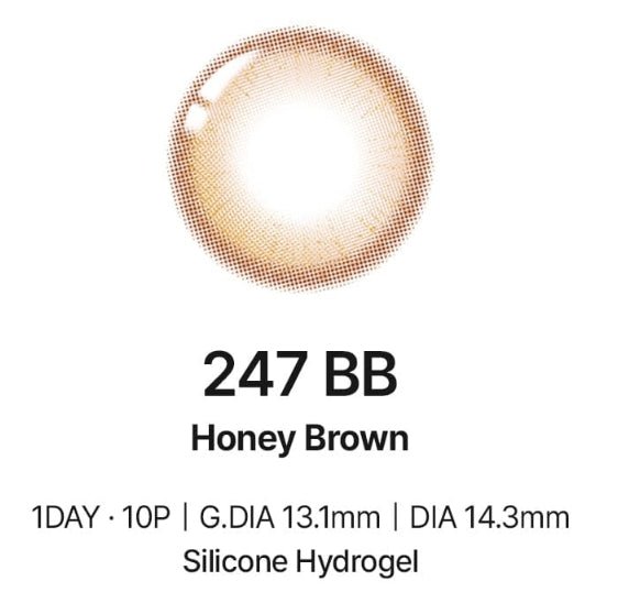 LensTown 247 BB Honey Brown (10p) colored contact lens, 13.1mm graphic diameter, Daily wear