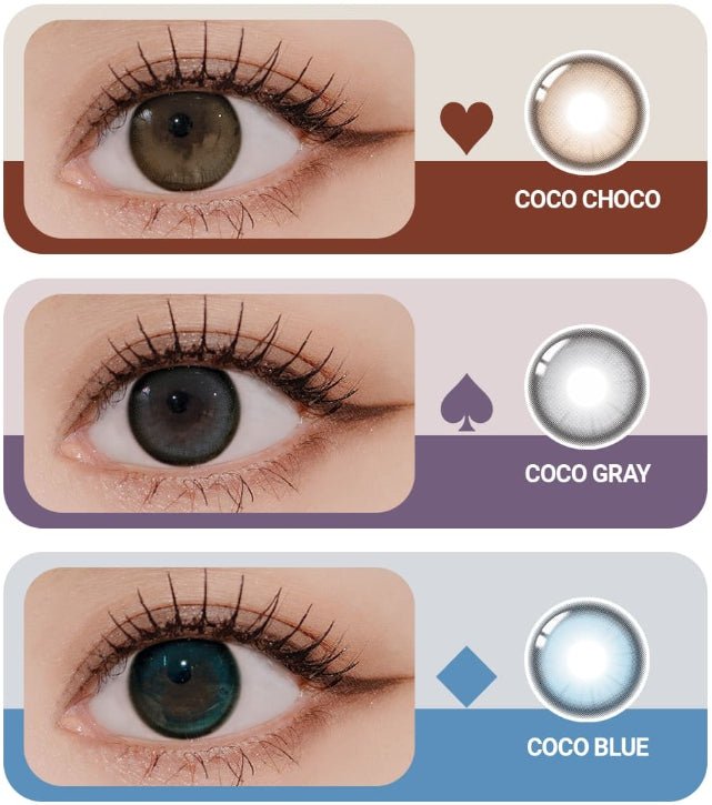 LensTown It's Me Coco Gray colored contact lens, 13.4mm graphic diameter, Monthly wear