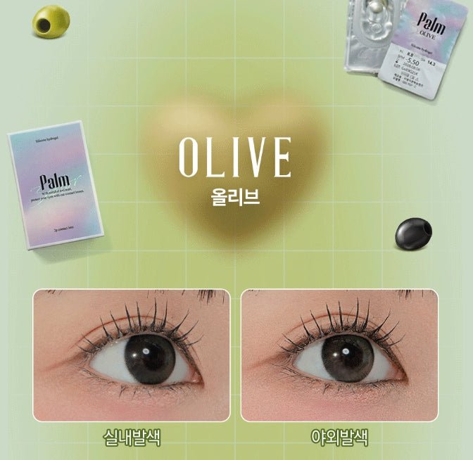 LensTown Palm 3color Olive colored contact lens, 12.9mm graphic diameter, 3-6 Months wear