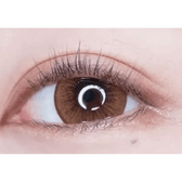 LensTown Silimedi Palm Brown — single-eye close-up showing the contact lens appearance