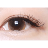 LensTown Thrice S Brown — single-eye close-up showing the contact lens appearance