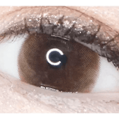 LensTown Unisome Brown — single-eye close-up showing the contact lens appearance
