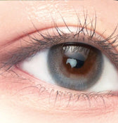 LensVery Rose Moon Cotton Gray colored contacts - on-eye close-up showing the color and design