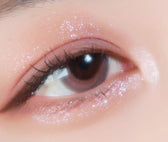 LensVery Rose Moon Rosy Pink colored contacts - on-eye close-up showing the color and design