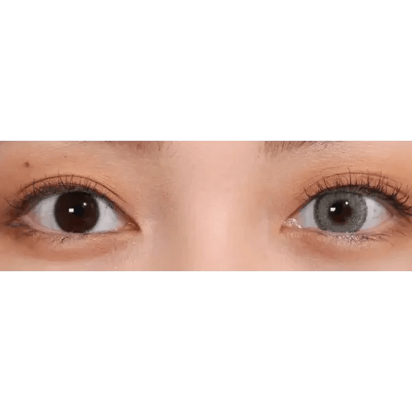 LensVery Silhouette Gray (10p) — both eyes wearing the contact lenses
