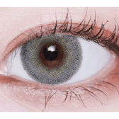 LensVery Silhouette1 Gray — single-eye close-up showing the contact lens appearance