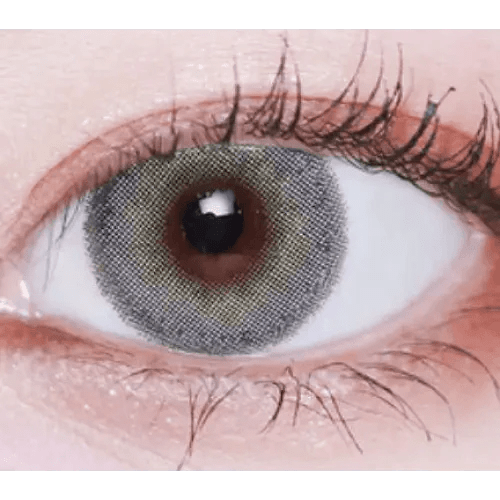 LensVery Silhouette1 Gray — single-eye close-up showing the contact lens appearance