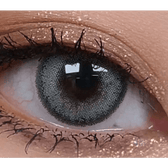 LensVery Silhouette1 Gray — single-eye close-up showing the contact lens appearance