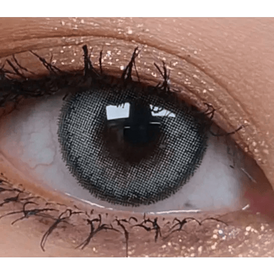 LensVery Silhouette1 Gray — single-eye close-up showing the contact lens appearance