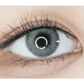 LensVery Silhouette1 Gray — single-eye close-up showing the contact lens appearance