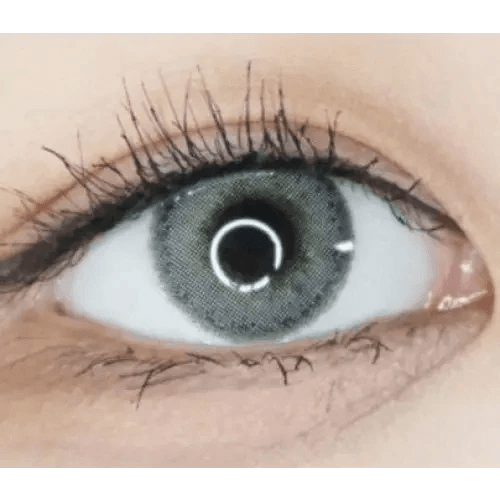 LensVery Silhouette1 Gray — single-eye close-up showing the contact lens appearance