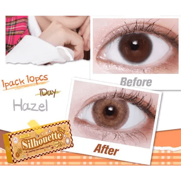 LensVery Silhouette Hazel (10p) — contact lens appearance comparison