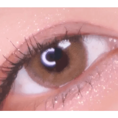LensVery Silhouette1 Hazel — single-eye close-up showing the contact lens appearance