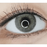 LensVery Silhouette1 Olive Brown — single-eye close-up showing the contact lens appearance