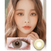 LensVery Silhouette1 Olive Brown — model portrait showing the contact lens look