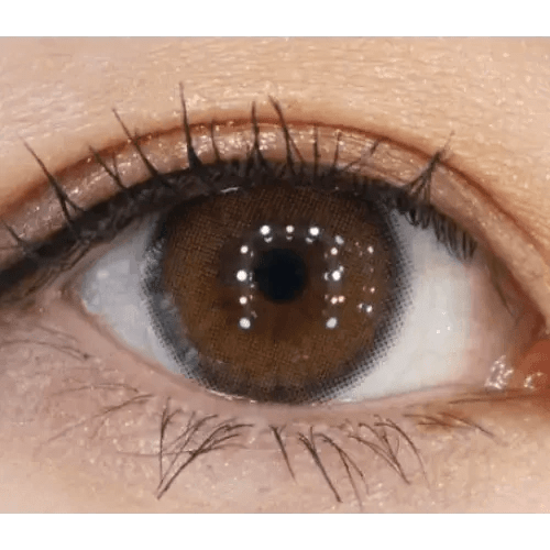LensVery Silhouette2 Sheer Brown — single-eye close-up showing the contact lens appearance