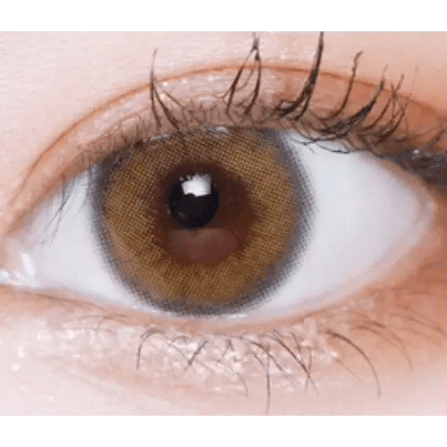 LensVery Silhouette2 Sheer Brown — single-eye close-up showing the contact lens appearance