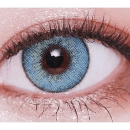 LensVery VeryTok Capri Blue — single-eye close-up showing the contact lens appearance