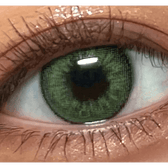 LensVery VeryTok Spring Green — single-eye close-up showing the contact lens appearance