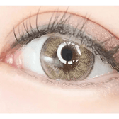 LensVery VeryTok Sunset Brown — single-eye close-up showing the contact lens appearance