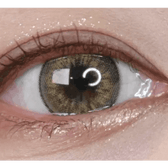 LensVery VeryTok Sunset Brown — single-eye close-up showing the contact lens appearance