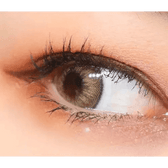 LensVery VeryTok Sunset Brown — single-eye close-up showing the contact lens appearance