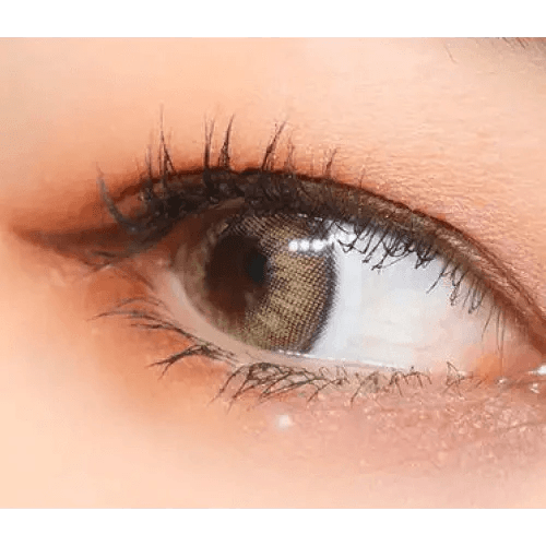 LensVery VeryTok Sunset Brown — single-eye close-up showing the contact lens appearance