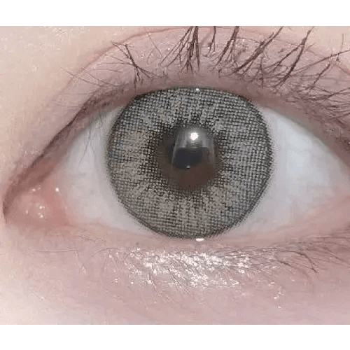 LensVery VeryTok Urban Gray — single-eye close-up showing the contact lens appearance