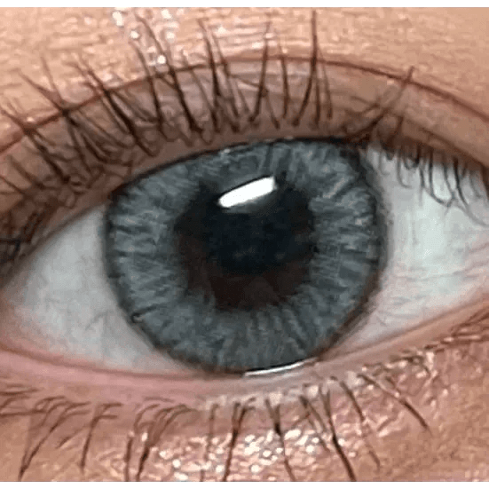LensVery Wonder Eye Circle Gray — single-eye close-up showing the contact lens appearance