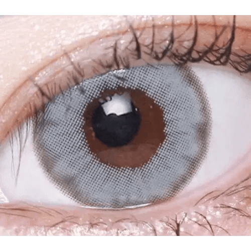 LensVery Wonder Eye Gray (10p) — single-eye close-up showing the contact lens appearance
