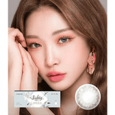 LensTown Lighly Lily Gray (20p) — model portrait showing the contact lens look