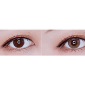 LensTown Lighly Mellow Brown (20p) — both eyes wearing the contact lenses