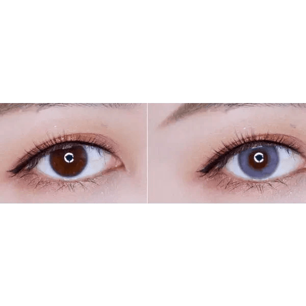 LensTown Lighly Mellow Gray (20p) — both eyes wearing the contact lenses