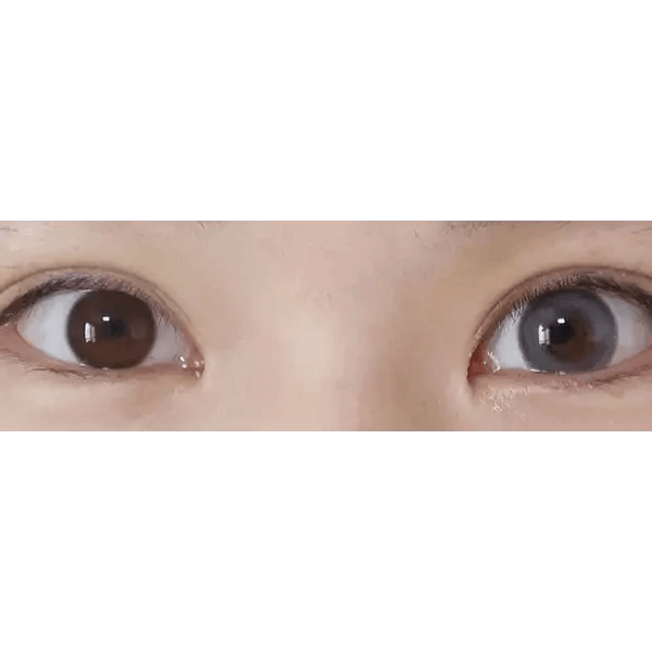 LensTown Lighly Mellow Gray (20p) — both eyes wearing the contact lenses