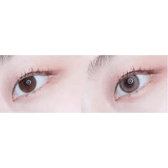 LensTown Lighly Rose Cacao (30p) — both eyes wearing the contact lenses