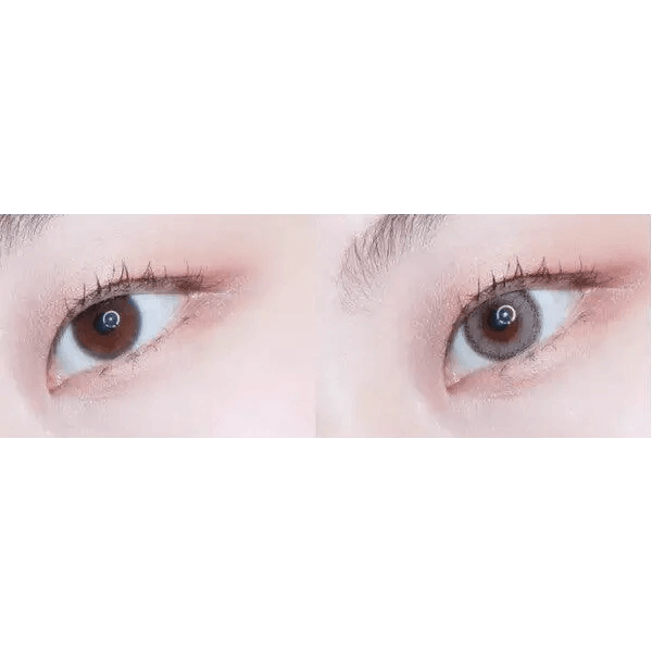 LensTown Lighly Rose Cacao (30p) — both eyes wearing the contact lenses