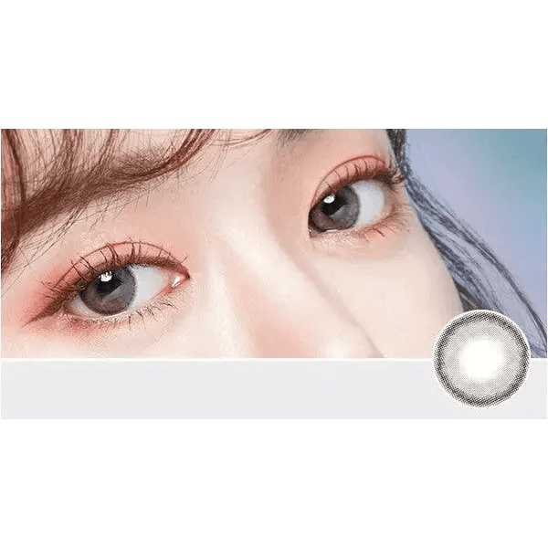 LensTown Lighly Rose Gray (30p) — model portrait showing the contact lens look