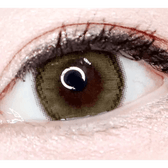 LensTown Lighly Rose Khaki (30p) — single-eye close-up showing the contact lens appearance