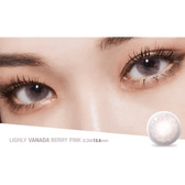 LensTown Lighly Vanada Berry Pink (20p) — both eyes wearing the contact lenses
