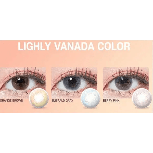 LensTown Lighly Vanada Orange Brown (20p) — contact lens product information graphic