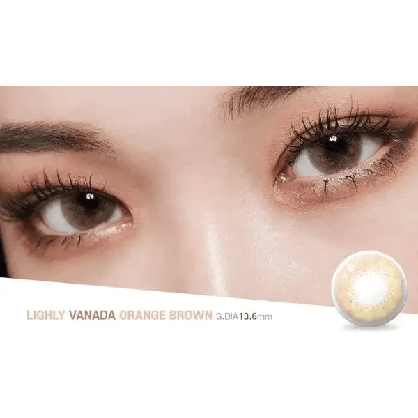 LensTown Lighly Vanada Orange Brown (20p) — contact lens product information graphic