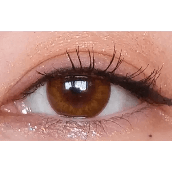 LensTown Love2 Mini Brown — single-eye close-up showing the contact lens appearance
