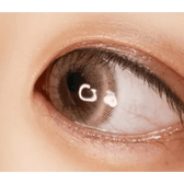 Olens Loving U Brown — single-eye close-up showing the contact lens appearance