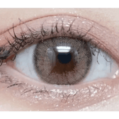 Olens Loving U Brown — single-eye close-up showing the contact lens appearance