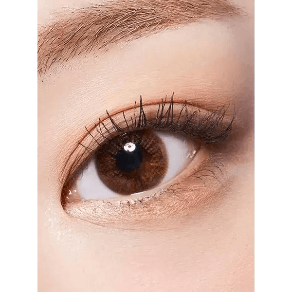 LensTown Mademoiselle Brown — single-eye close-up showing the contact lens appearance