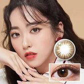 LensTown Mademoiselle Brown — model portrait showing the contact lens look