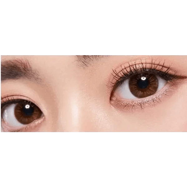 LensTown Mademoiselle Brown — both eyes wearing the contact lenses