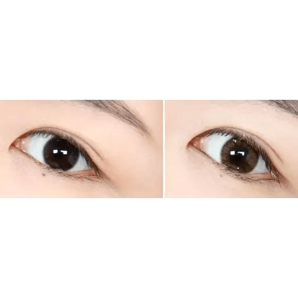 Olens Maybe Brown — both eyes wearing the contact lenses