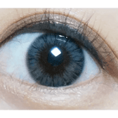 Olens Maybe Gray — single-eye close-up showing the contact lens appearance