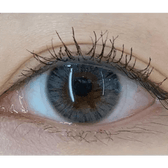 Olens Maybe Gray — single-eye close-up showing the contact lens appearance